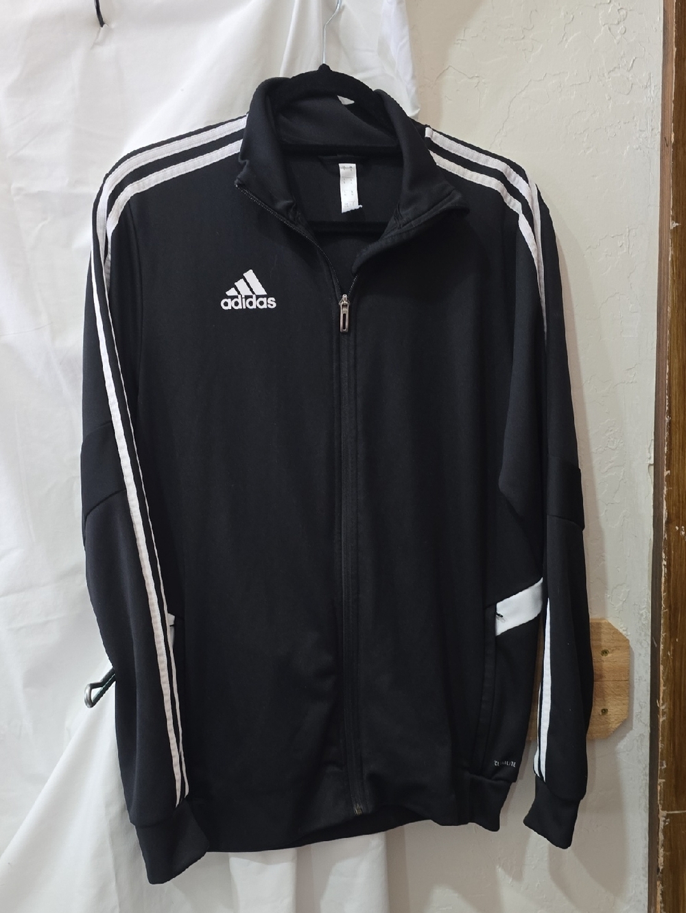 adidas Black Jacket with White Stripe Accents